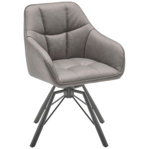 Livetastic Armlehnstuhl, Grau, Schwarz, Metall, Textil, Drehkreuz, 58.5x82.5x54.5 cm, Sitzfläche 360° drehbar, Esszimmer, Stühle, Esszimmerstühle,