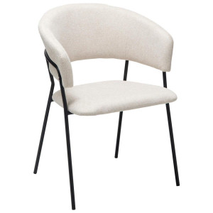 Livetastic Armlehnstuhl, Schwarz, Beige, Metall, Textil, Rundrohr, 57x77x58 cm, Esszimmer, Stühle, Esszimmerstühle, Armlehnenstühle