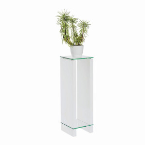Carryhome Blumentisch, Klar, Weiß, Holzwerkstoff, quadratisch,quadratisch, 25x80x25 cm, Wohnzimmer, Wohnzimmertische, Blumenständer