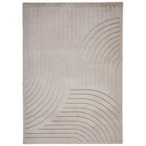 Novel Hochflorteppich Siena, Taupe, Kunststoff, geometrisch, rechteckig, 80x150 cm, Bsci, Oeko-Tex® Standard 100, für Fußbodenheizung geeignet,