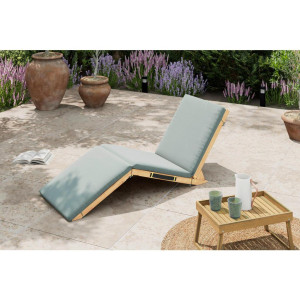 Ambia Garden Gartenliege, Grau, Holz, Akazie, massiv, Füllung: Polyester, 152x55x62 cm, FSC 100%, Kissen, Gartenmöbel, Gartenliegen