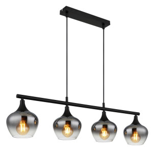 Novel Hängeleuchte, Schwarz, Metall, Glas, 15x120x90 cm, Lampen & Leuchten, Innenbeleuchtung, Hängelampen, Pendelleuchten