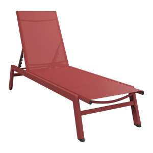 Ambia Garden Sonnenliege, Rot, Metall, Textil, 55x92x164 cm, Rückenlehne verstellbar, Balkonmöbel, Balkonliegen
