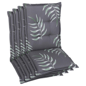 Sesselauflagenset, Anthrazit, Textil, 4-teilig, Blätter, Füllung: Schaumstoff, Vlies, 50x7x108 cm, Oeko-Tex® Standard 100, pflegeleicht, hochwertige