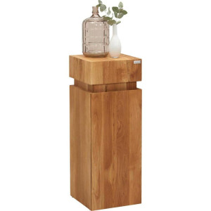 Linea Natura Beistelltisch, Eiche, Holz, Wildeiche, massiv, quadratisch, Säule, 30x80x30 cm, Stauraum, Holzmöbel, Holztische, Beistelltische Holz