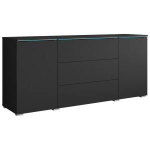 P & B Sideboard Vera, Graphit, Kunststoff, 2 Fächer, 3 Schublade(n) Schubladen, kaltweiß, 150x67.9x39.5 cm, Fsc, stehend, Wohnzimmer, Kommoden &