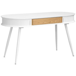 Mid.you Schreibtisch, Weiß, Eiche, Metall, Holzwerkstoff, 1 Schublade(n) Schubladen, oval, konisch, 140x76x60 cm, Bsci, Stauraum, Arbeitszimmer,