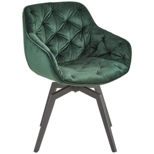 Livetastic Armlehnstuhl, Schwarz, Dunkelgrün, Holz, Metall, Textil, Pappel, Sperrholz, Drehkreuz, 59.5x84x63.5 cm, Sitzfläche 360° drehbar, Esszimmer,