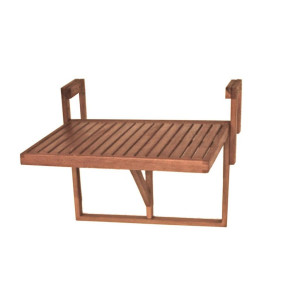 Gardenson Balkonhängetisch, Braun, Holz, Eukalyptusholz, vollmassiv, rechteckig, 64x52x65 cm, klappbar, wetterbeständig, Balkonmöbel, Balkontische