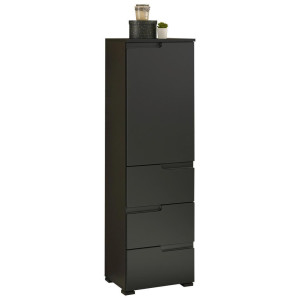 Mid.you Midischrank, Schwarz, Kunststoff, 1 Fächer, 3 Schublade(n) Schubladen, 40x134x32 cm, Made in EU, stehend, Badezimmer, Badezimmerschränke,