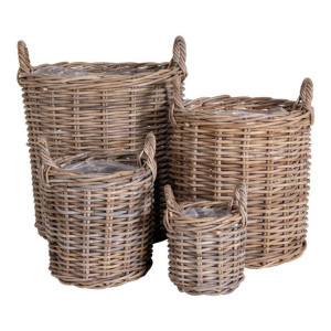 Korbset, Braun, Holz, 4-teilig, Rattan, Ordnen & Aufbewahren, Aufbewahrungskörbe