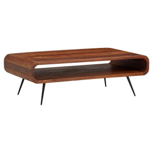 Mid.you Couchtisch, Sheesham, Holz, Sheesham, massiv, rechteckig, konisch, 55x30x90 cm, Stauraum, offenes Fach, einfacher Aufbau, Wohnzimmer,