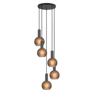 Novel Hängeleuchte, Grau, Schwarz, Metall, Glas, rund,rund, 120 cm, RoHS, CE, Lampen & Leuchten, Innenbeleuchtung, Hängelampen, Pendelleuchten