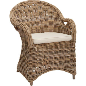 Landscape Stuhl, Creme, Grauweiß, Holz, Textil, Rattan, massiv, 64x88x56 cm, Esszimmer, Stühle, Esszimmerstühle