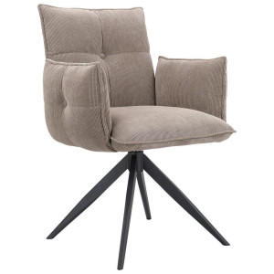 Novel Armlehnstuhl, Schwarz, Taupe, Metall, Textil, Drehkreuz, 63.5x85x63.5 cm, Sitzfläche 360° drehbar, Stoffauswahl, Esszimmer, Stühle,