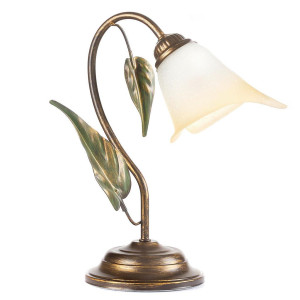Tischleuchte, Bronze, Olivgrün, Metall, Glas, 30x20x29 cm, Lampen & Leuchten, Innenbeleuchtung, Tischlampen, Tischlampen