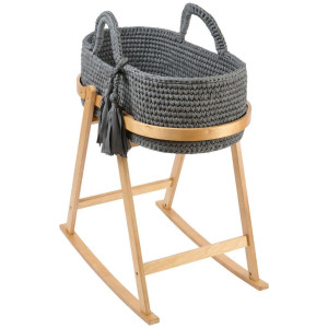 Jimmylee Moseskorb, Natur, Dunkelgrau, Kunststoff, Textil, Holzwerkstoff, Höhe ca. 3 cm, 51x93x81 cm, Babymöbel, Babybetten, Stubenwagen & Babywiegen