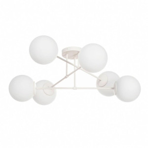 Deckenleuchte Moon, Creme, Weiß, Metall, Glas, 76x31x76 cm, Made in EU, Made in Europe, Handmade in Europe, Europäischer Sicherheitsstandard,