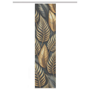 Flächenvorhang Zedric, Anthrazit, Gold, Textil, Graphik, 60x245 cm, Oeko-Tex® Standard 100, mit Beschwerungsstab, Flauschband, Öffnung für