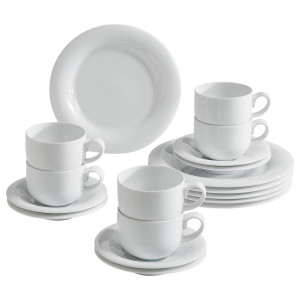 Novel Kaffeeservice Tavola, Weiß, Keramik, 18-teilig, 200 ml,200 ml, Lfgb, Essen & Trinken, Geschirr, Geschirr-Sets, Kaffeeservice