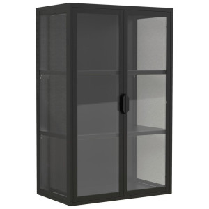 Mid.you Hängevitrine Flokas, Schwarz, Metall, Glas, 2 Fächer, 60x95x35 cm, hängend, Wohnzimmer, Wohnwände, Vitrinenschränke