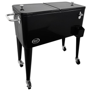 Kühlbox AXI Retro Kühler, Schwarz, Metall, 43.00x89.00x92.00 cm, Flaschenöffner, Ablassventil, Rollen, Freizeit, Koffer & Taschen, Kühlboxen