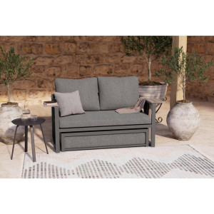 Ambia Garden Loungegarnitur, Anthrazit, Dunkelgrau, Metall, Kunststoff, Textil, 2-teilig, Füllung: Polyester,Schaumstoff, einzeln stellbar, 155x65x74