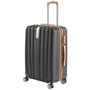 Novel Reisekoffer, Braun, Dunkelgrau, Metall, Kunststoff, 41x66x26 cm, Zahlenschloss, höhenverstellbarer Teleskopgriff, 360°-Rollensystem,