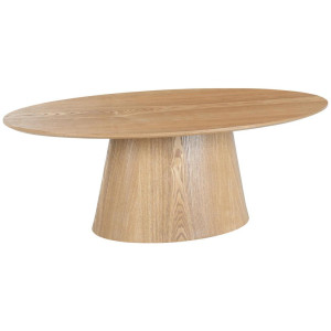 Mid.you Couchtisch Lima, Eiche, Holz, Holzwerkstoff, Eiche, furniert, oval, Säule, 60x40x110 cm, Wohnzimmer, Wohnzimmertische, Couchtische