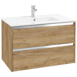 P & B Waschtischkombi, Eiche, Metall, 2 Schublade(n) Schubladen, 80 cm, hängend, Badezimmer, Waschbecken & Armaturen, Waschtische