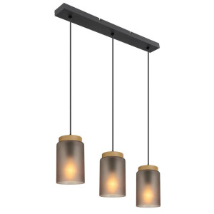 Novel Hängeleuchte, Grau, Schwarz, Metall, Glas, zylindrisch,zylindrisch, 12x120x67 cm, RoHS, CE, Lampen & Leuchten, Innenbeleuchtung, Hängelampen,