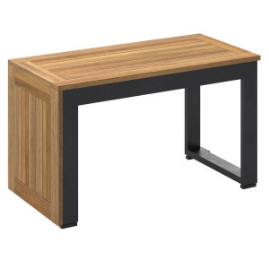 Amatio Basic Gartenbeistelltisch, Anthrazit, Akazie, Holz, Metall, Akazie, massiv, rechteckig, C-Form, 70x38x35 cm, Freizeit, Campingzubehör,