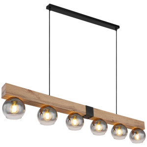 Novel Hängeleuchte, Schwarz, Holz, Metall, Glas, Eiche, 15x120x140 cm, Lampen & Leuchten, Innenbeleuchtung, Hängelampen, Pendelleuchten