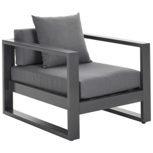 Amatio Pro Loungesessel, Anthrazit, Metall, Textil, Füllung: Schaumstoff, Kufe, 76x60x90 cm, Bsci, Loungemöbel, Loungesessel