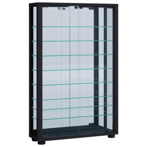 Mid.you Vitrine, Schwarz, Kunststoff, 8 Fächer, 59x91.3x18 cm, in verschiedenen Holzdekoren erhältlich, Wohnzimmer, Wohnwände, Vitrinenschränke