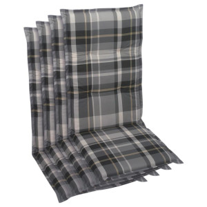 Sesselauflagenset, Grau, Textil, 4-teilig, Karo, Füllung: Schaumstoff, Vlies, 50x6x120 cm, Oeko-Tex® Standard 100, pflegeleicht, hochwertige Qualität,