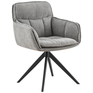 Hom´in Hom`in Armlehnstuhl, Grau, Schwarz, Metall, Textil, Drehkreuz, 62x86x65 cm, Sitzfläche 360° drehbar, inklusive Armlehnen, Esszimmer, Stühle,