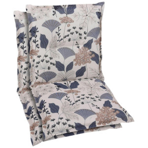 Sesselauflagenset, Blau, Beige, Textil, 2-teilig, Floral, Füllung: Schaumstoff, Vlies, 50x6x100 cm, Oeko-Tex® Standard 100, pflegeleicht, hochwertige