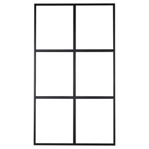Trennwand, Schwarz, Metall, Glas, 120x210x2 cm, Wohnzimmer, Raumteiler & Paravents