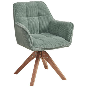 Livetastic Armlehnstuhl, Grün, Eiche, Holz, Textil, Eiche, massiv, Drehkreuz, 61x85x63 cm, Sitzfläche 360° drehbar, inklusive Armlehnen, Esszimmer,