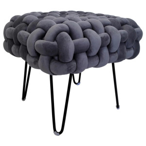 Xora Hocker Amy, Grau, Schwarz, Metall, Textil, quadratisch, 44x41x44 cm, Wohnzimmer, Hocker, Sitzhocker