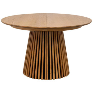 Carryhome Esstisch, Eiche, Holz, Eiche, furniert, massiv, rund, Säule, 120x75x120-200 cm, ausziehbar, Esszimmer, Tische, Esstische, Esstische