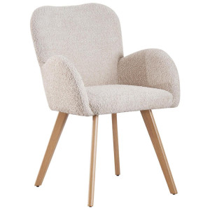 Mid.you Armlehnstuhl Boucle, Eiche, Beige, Textil, konisch, 57x85x63 cm, Fsc, Bsci, Esszimmer, Stühle, Esszimmerstühle, Armlehnenstühle