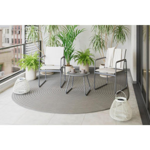 Ambia Garden Balkonset, Grau, Metall, Textil, 3-teilig, zylindrisch, 49.5x83.5x60 cm, wetterbeständig, geeignet für Balkon, Balkonmöbel,