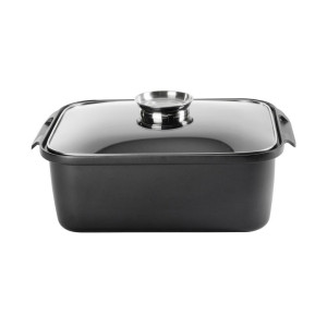 Homeware Profession. Bräter Perfect Cooking, Klar, Schwarz, Edelstahl, Metall, 8 L, rechteckig, 26x12.2x40 cm, Lfgb, backofengeeignet,