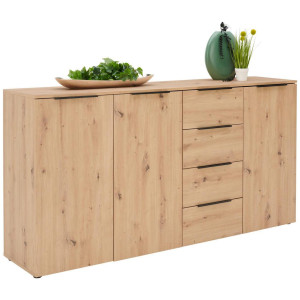 Xora Sideboard, Eiche, Holzwerkstoff, 4 Fächer, 4 Schublade(n) Schubladen, 181.5x92.9x42 cm, stehend, in verschiedenen Größen erhältlich, Wohnzimmer,