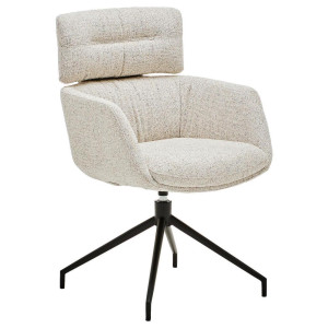 Dieter Knoll Collection Dieter Knoll Armlehnstuhl, Schwarz, Beige, Metall, Textil, Drehkreuz, 62x92x66 cm, Lederauswahl, Stoffauswahl, Sitzfläche 360°