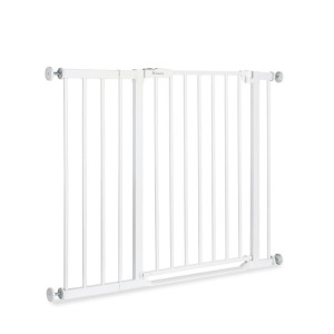 Hauck Treppenschutzgitter Clear Step 2, Weiß, Metall, Kunststoff, 75 - 80x77 cm, Verlängerung erhältlich, Kindersicherheit, Treppenschutzgitter