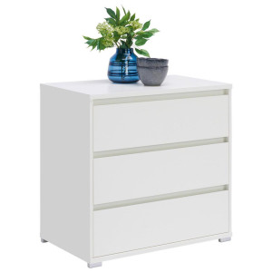 Carryhome Kommode, Weiß, Kunststoff, 3 Schublade(n) Schubladen, 80x79x48 cm, stehend, in verschiedenen Holzdekoren erhältlich, Wohnzimmer, Kommoden &