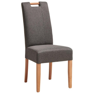 P & B Stuhl, Grau, Holz, Textil, Buche, massiv, eckig, 46x101x62 cm, mit Griff, Esszimmer, Stühle, Esszimmerstühle, Vierfußstühle